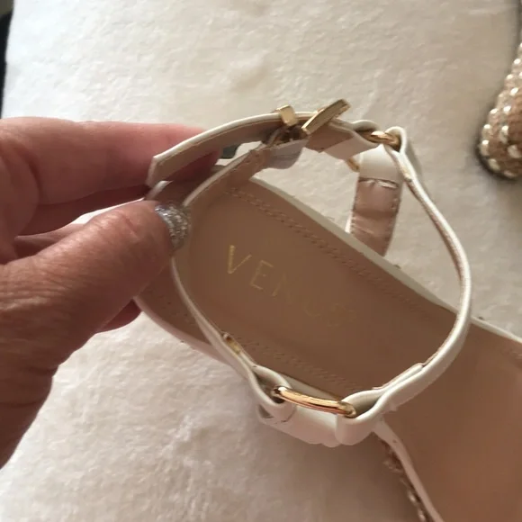 Venus, Ladies, Elegant White & Silver Embellishment Wedge Sandals. Size 6.5 - Picture 7 of 12